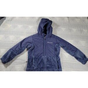 Columbia‎ Girls XS (6/6X) Hooded Fleece Lined Jacket Navy Blue Full Zip